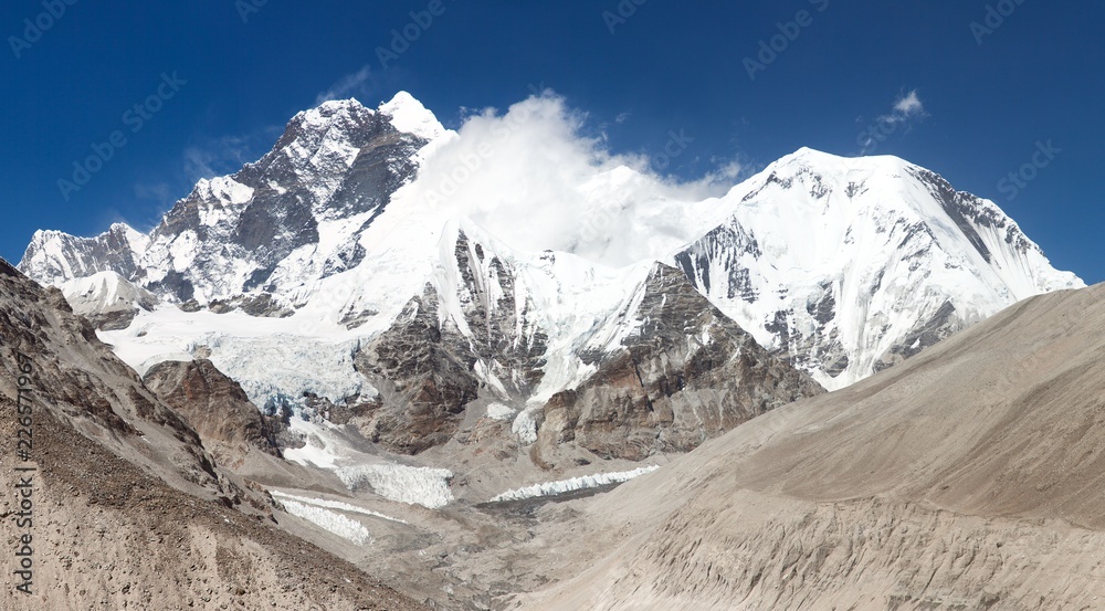 View of Everest Lhotse and Lhotse Shar