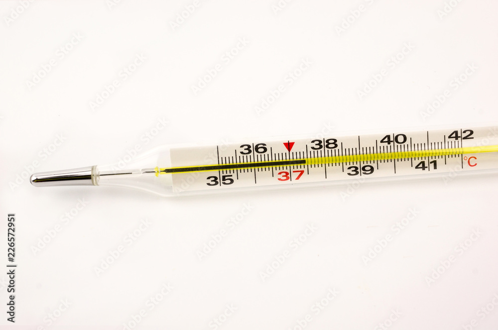 high body temperature on a thermometer. Symptom of the disease. high body temperature on a thermometer. Symptom of the disease.