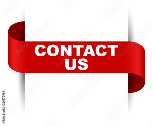 red vector banner contact us
