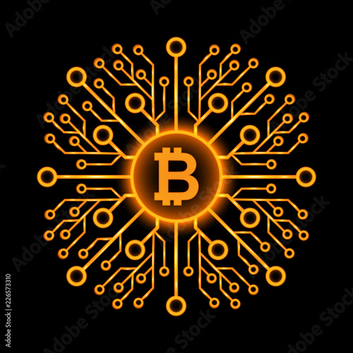 Bitcoins icon for mobile apps and websites. Digital currency technology.
