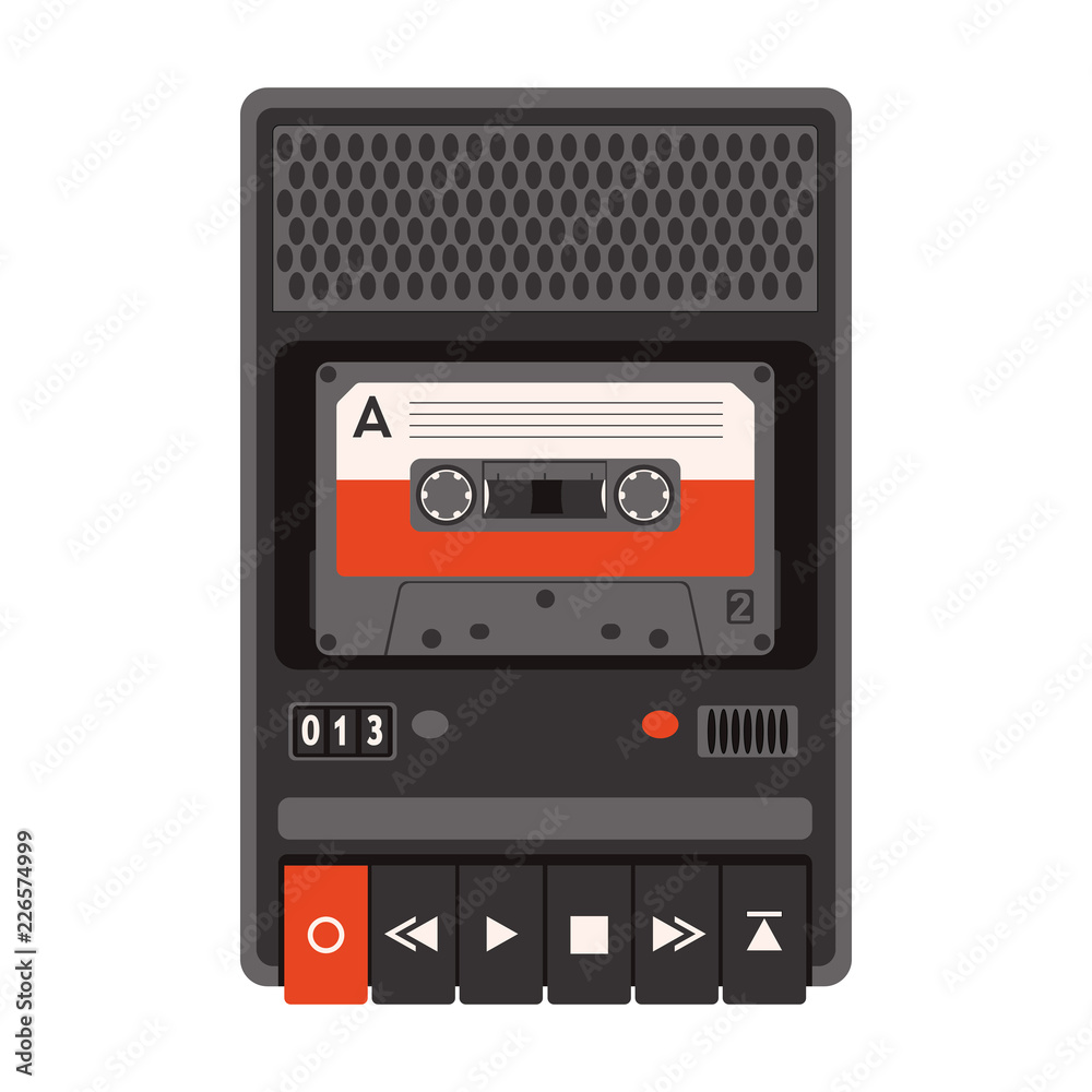 vintage audio tape recorder vector illustration flat