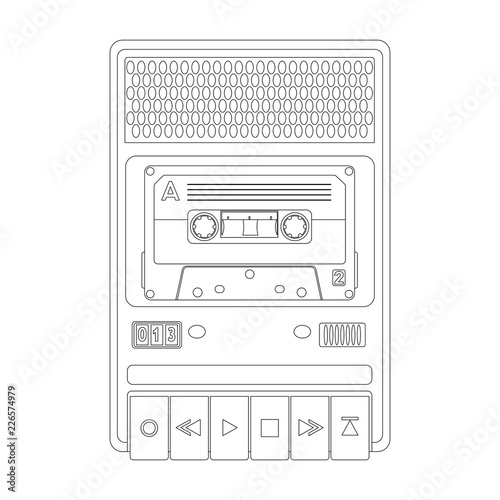 vintage audio tape recorder vector illustration