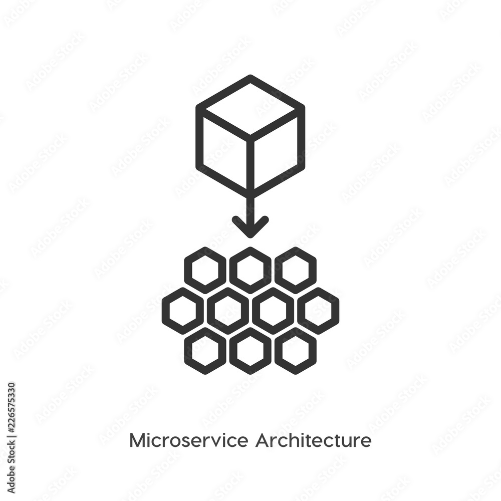 Microservice architecture vector icon, micro chips symbol. Modern ...