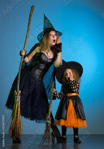 Mom and daughter holiday of halloween