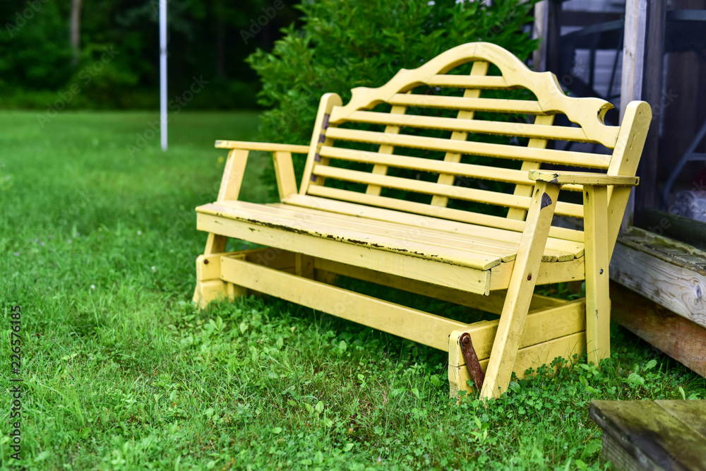 Empty outdoor lawn chair lounge in summer Empty outdoor lawn chair lounge in summer