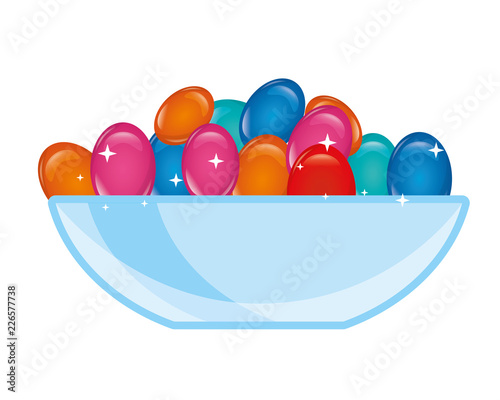 glass bowl with sweet candies confectionery
