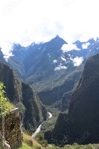 Beautiful view of a river between the mountains in Peru