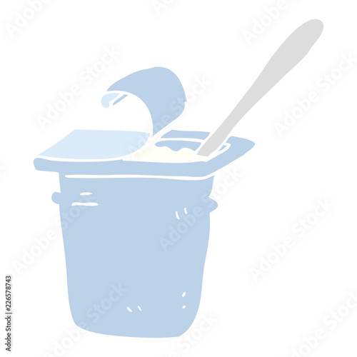 flat color illustration of a cartoon yogurt