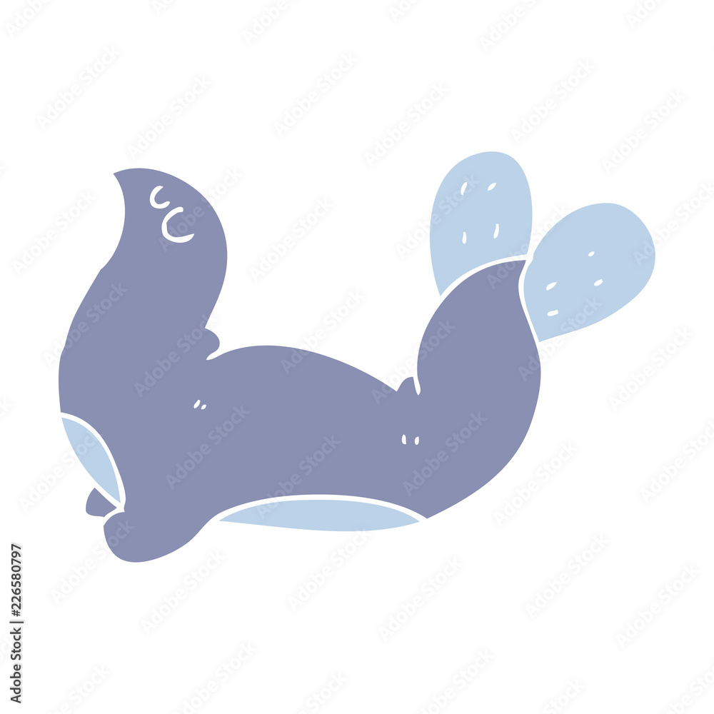 flat color illustration of a cartoon seal flat color illustration of a cartoon seal