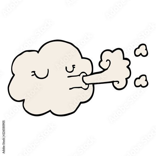 cartoon doodle cloud blowing a gale
