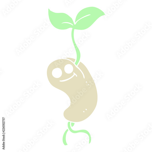 flat color illustration of a cartoon sprouting seed