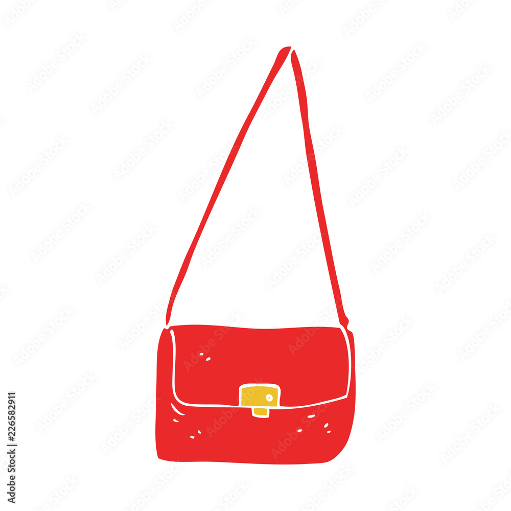 flat color illustration of a cartoon handbag