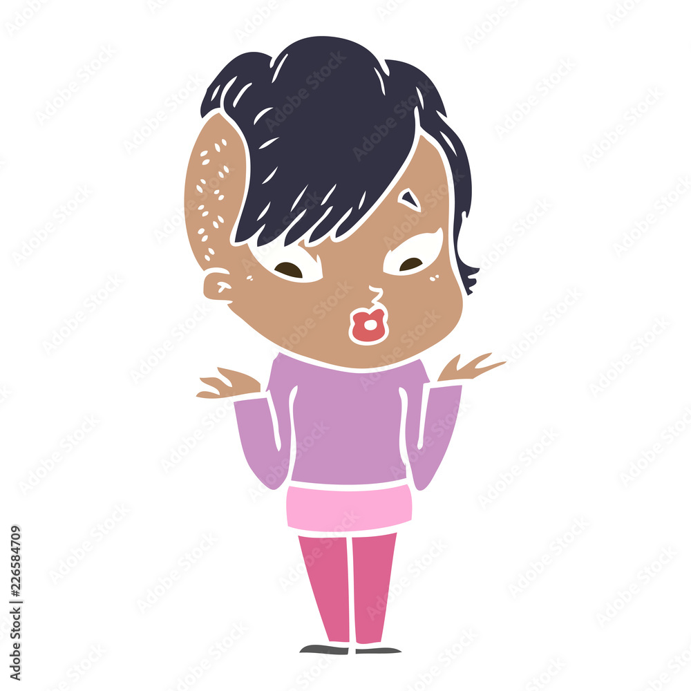flat color style cartoon surprised girl flat color style cartoon surprised girl
