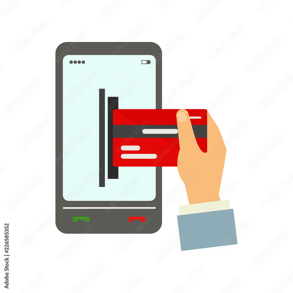 Payment by phone visa card, vector illustration, shopping, shopping, EPS 10. Payment by phone visa card, vector illustration, shopping, shopping, EPS 10.
