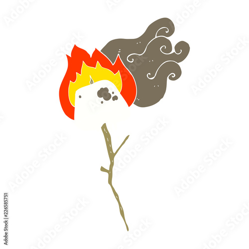 flat color illustration of a cartoon toasted marshmallow