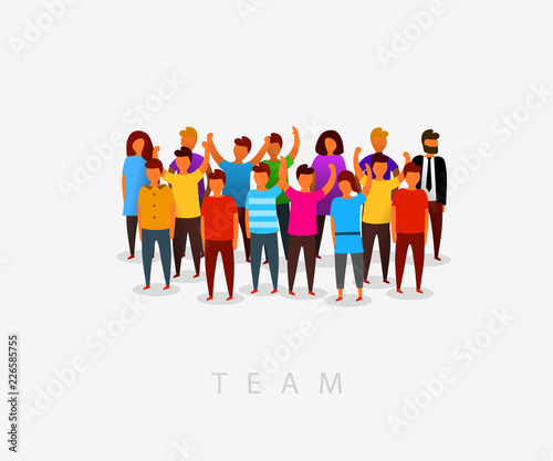 Modern multicultural society and team concept with people in flat style. Group of different people in community. Vector illustration