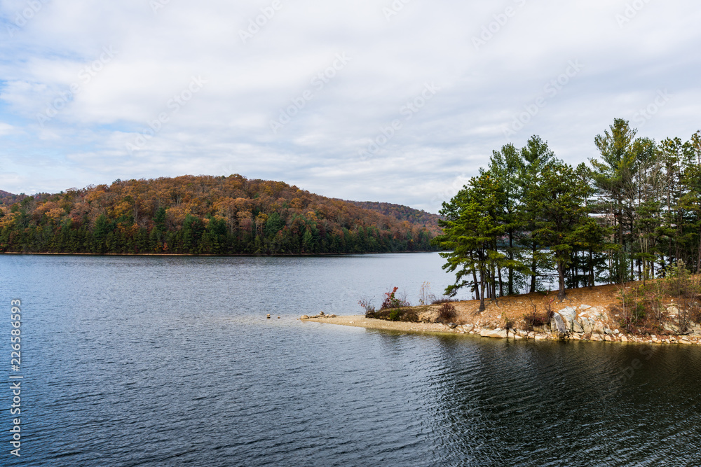 Autumn Time in Long pine reservoir in Michaux State Forest in Pennsylvania