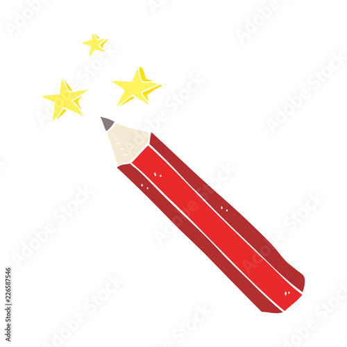 flat color illustration of a cartoon magic pencil