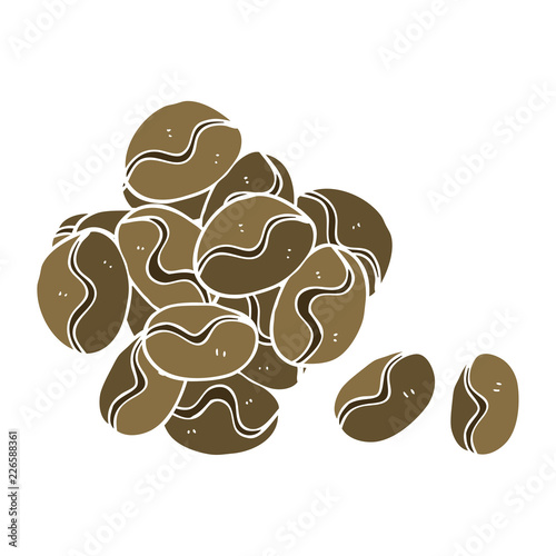 flat color illustration of a cartoon coffee beans