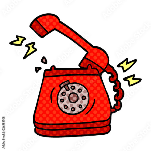 cartoon doodle old rotary dial telephone