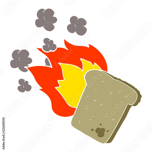 flat color illustration of a cartoon burnt toast