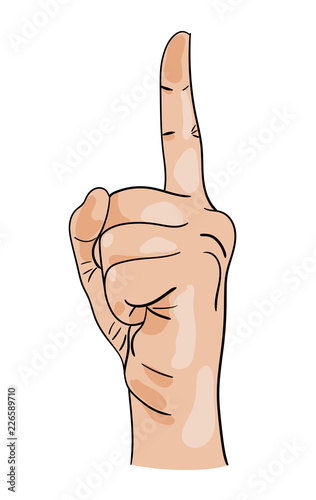 gesture of attention by one finger