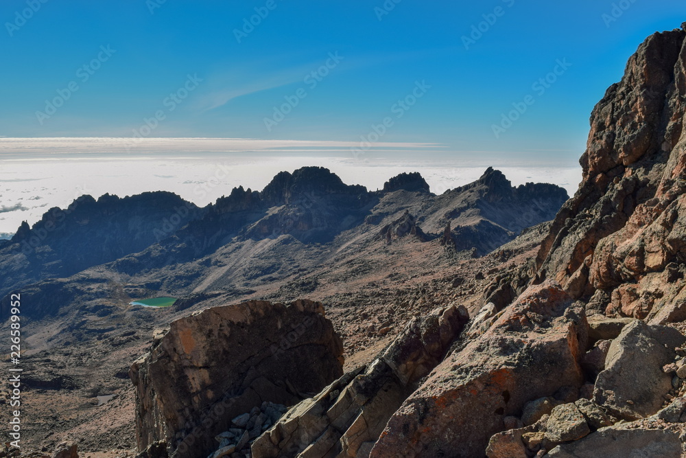 Fototapeta premium Volcanic rock formations at Mount Kenya, Kenya