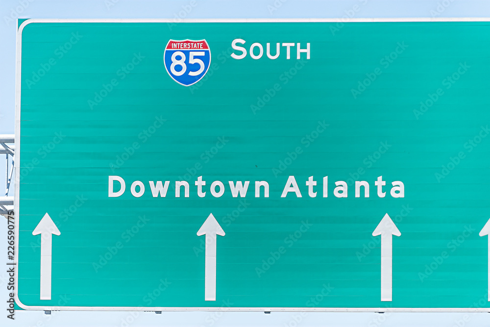 Directions To Interstate 85 South Atlanta, Usa I-85 Interstate 85 Highway Road Street During Day In Capital  Georgia City, Closeup Of Isolated Green Sign For Downtown Directions Arrows  Stock Photo | Adobe Stock