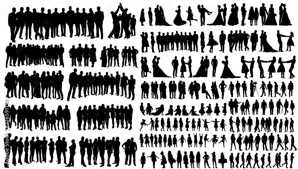 silhouette people, collection - obrazy, fototapety, plakaty 
