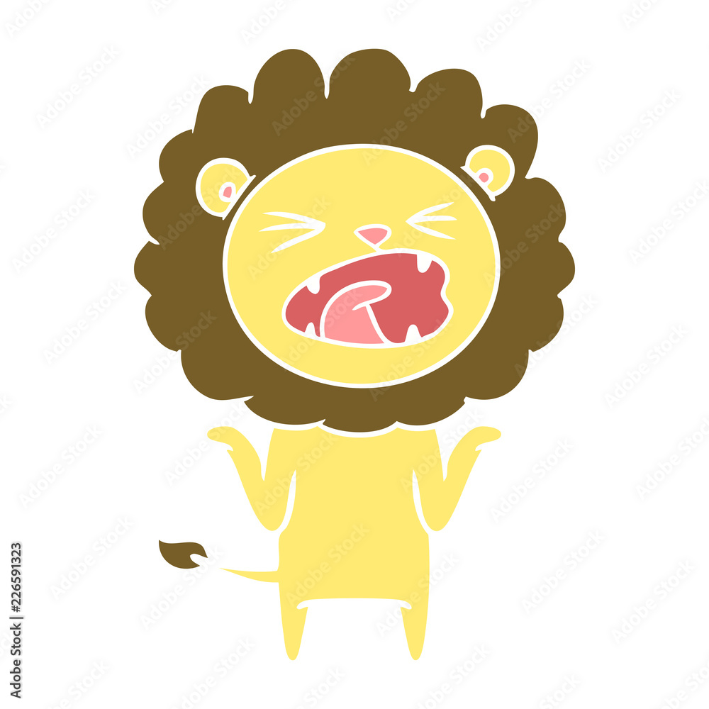 flat color style cartoon lion flat color style cartoon lion