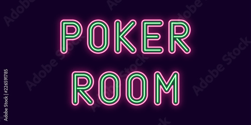 Neon inscription of Poker Room. Vector