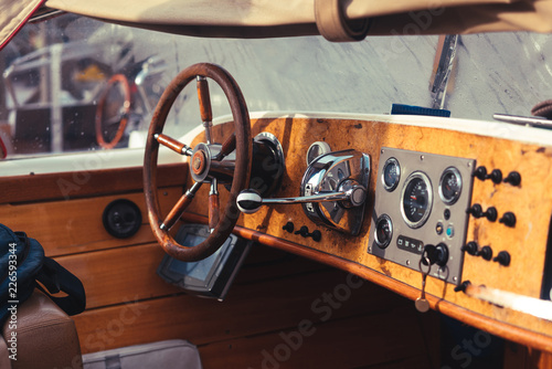 Detail of Vintage Wood Speed Boat photo