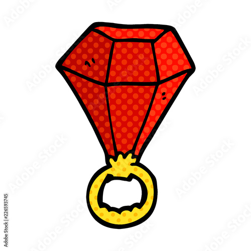 cartoon doodle red ruby ring