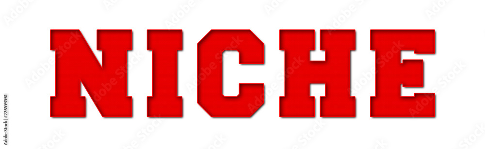 Niche - red text written on white background Niche - red text written on white background