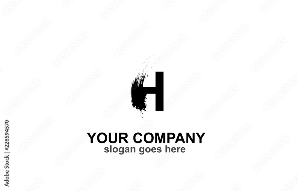 Letter H  Brush Logo Design Concept