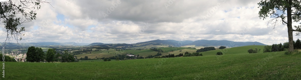 south panorama with Kralovsky Sneznik mountains in Czech Republic south panorama with Kralovsky Sneznik mountains in Czech Republic