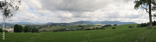 south panorama with Kralovsky Sneznik mountains in Czech Republic