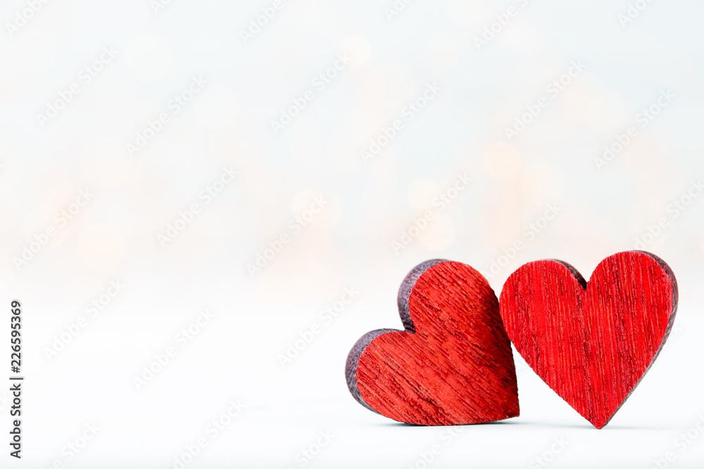Obraz premium Two Hearts. Valentines day greeting card.