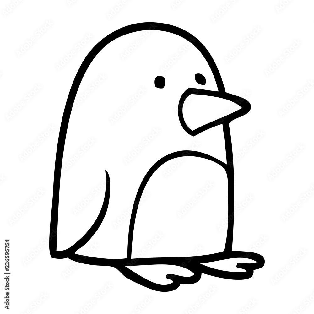 line drawing cartoon small penguin Stock Vector | Adobe Stock