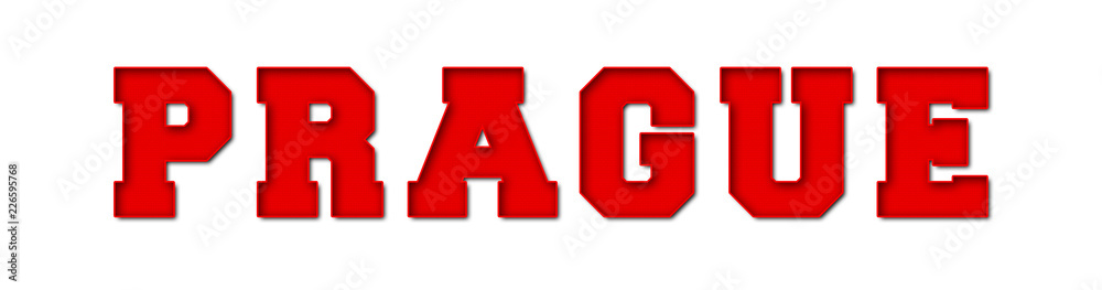 Prague - red text written on white background Prague - red text written on white background