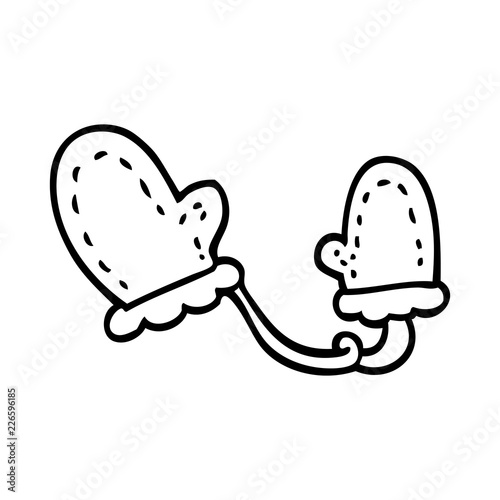 line drawing cartoon mittens