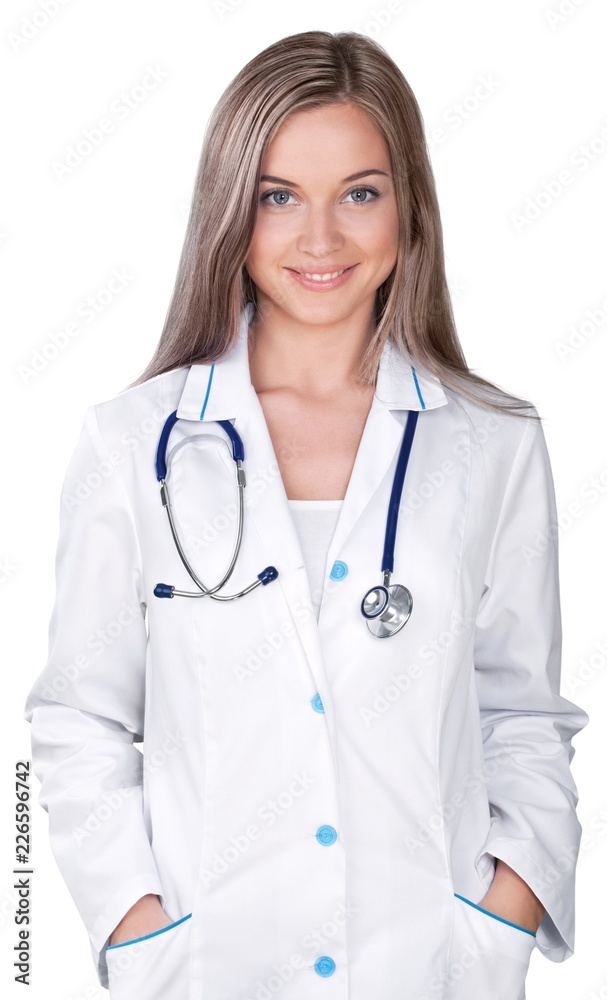 Close-up Doctor with stethoscope at hospital Close-up Doctor with stethoscope at hospital