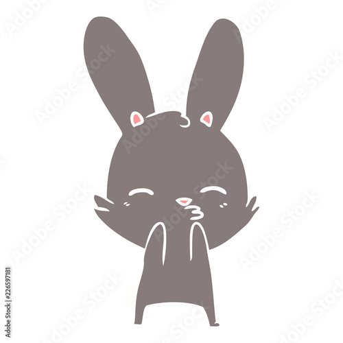 curious bunny flat color style cartoon
