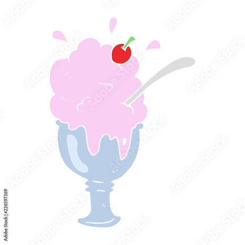 flat color illustration of a cartoon ice cream