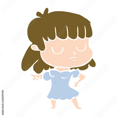 flat color style cartoon indifferent woman