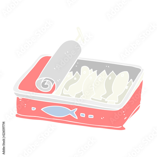 flat color illustration of a cartoon can of sardines