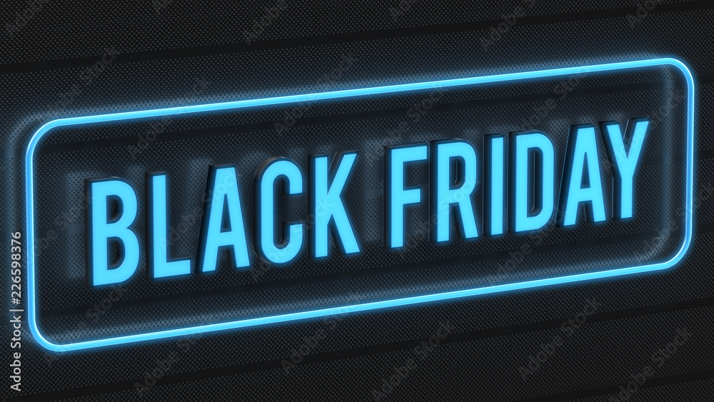 Black friday text surrounded by a blue neon border Black friday text surrounded by a blue neon border