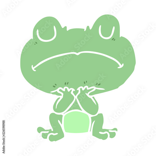 flat color style cartoon frog waiting patiently
