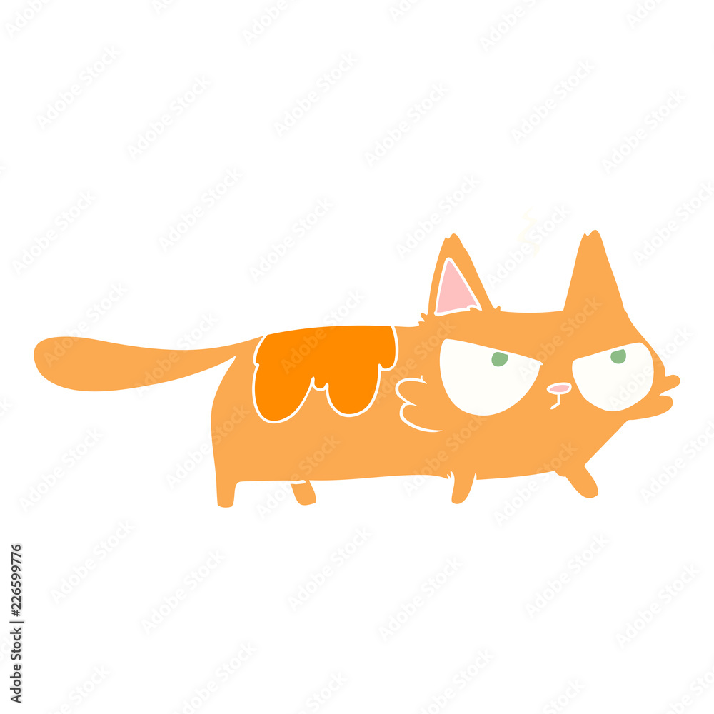 Fototapeta premium flat color style cartoon angry cat