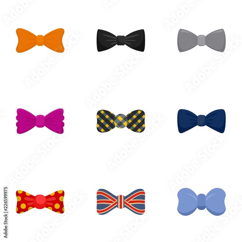 Bow icon set. Flat set of 9 bow vector icons for web design